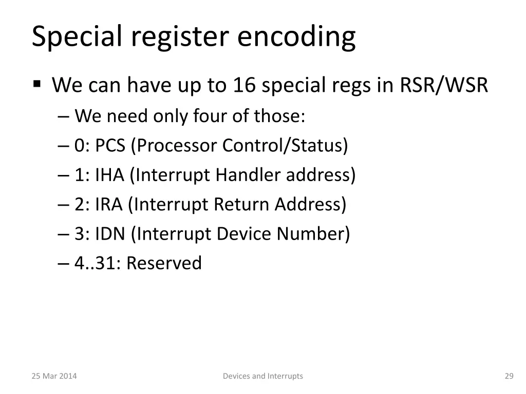special register encoding