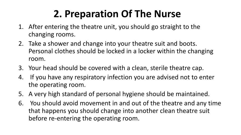 2 preparation of the nurse