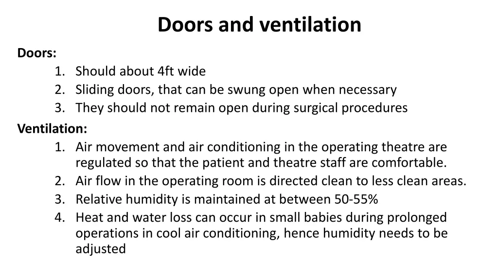 doors and ventilation