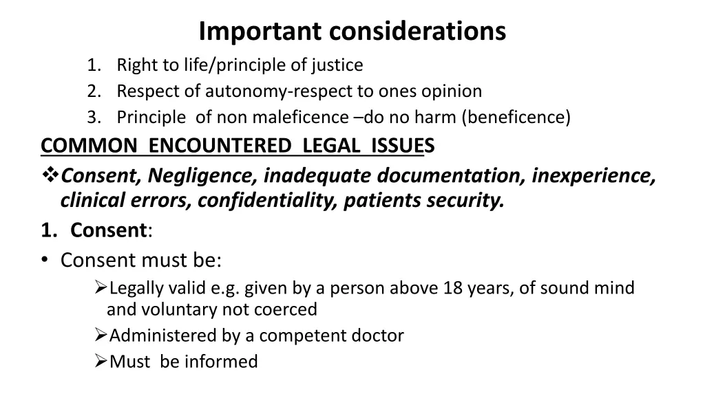 important considerations 1 right to life