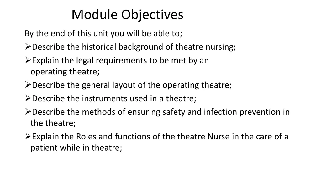 module objectives