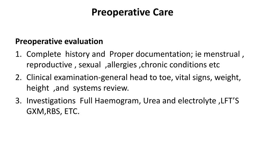 preoperative care