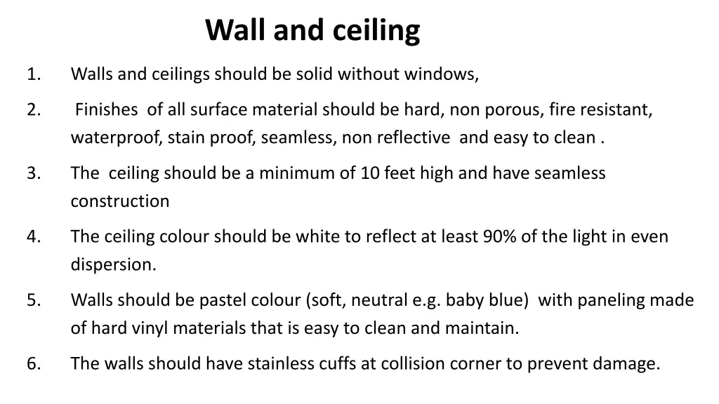 wall and ceiling