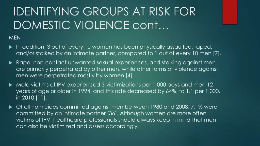 identifying groups at risk for domestic violence 7