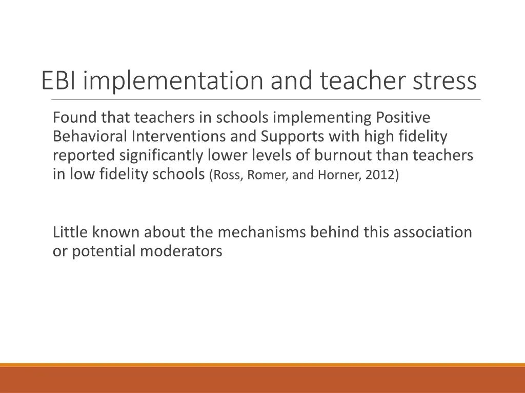 ebi implementation and teacher stress