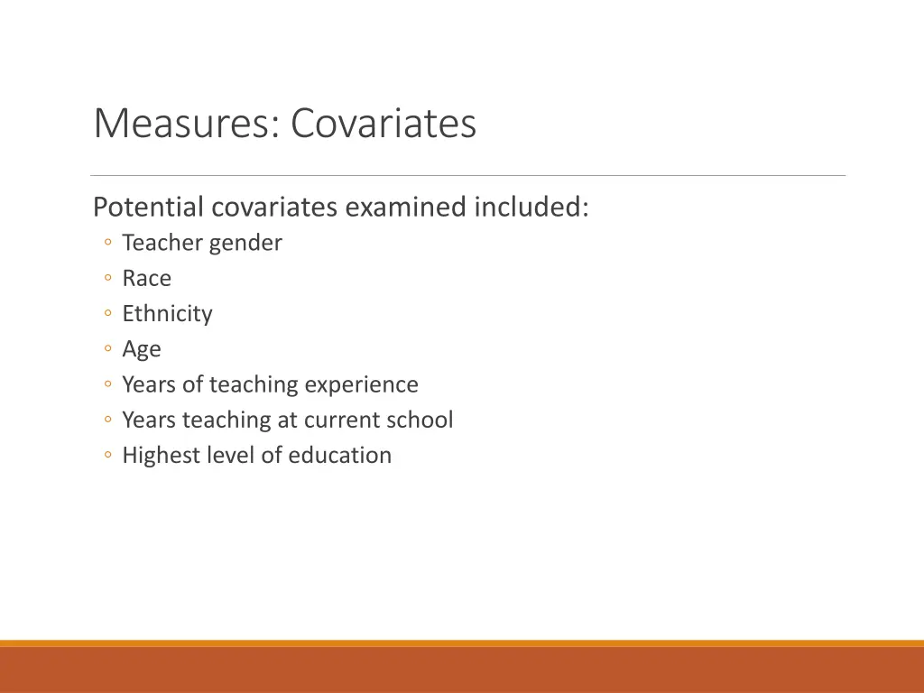 measures covariates