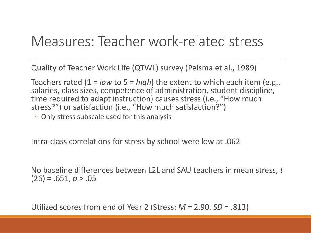measures teacher work related stress