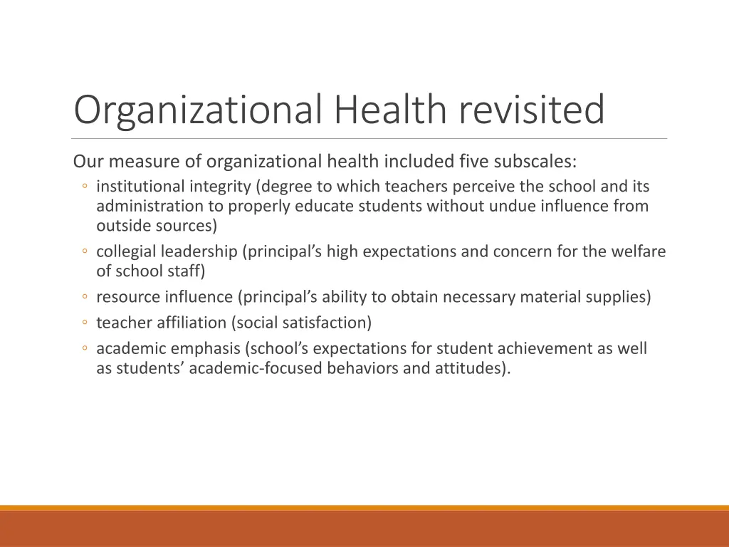 organizational health revisited