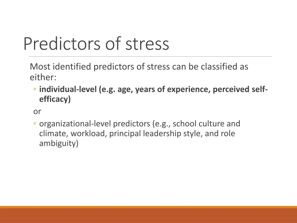 predictors of stress