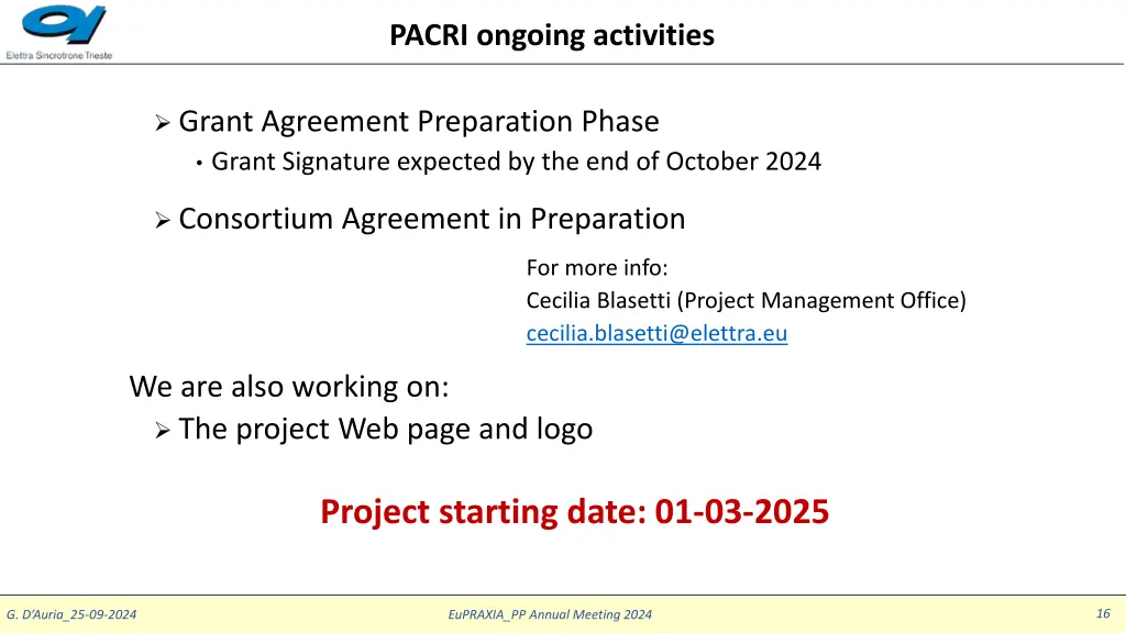 pacri ongoing activities