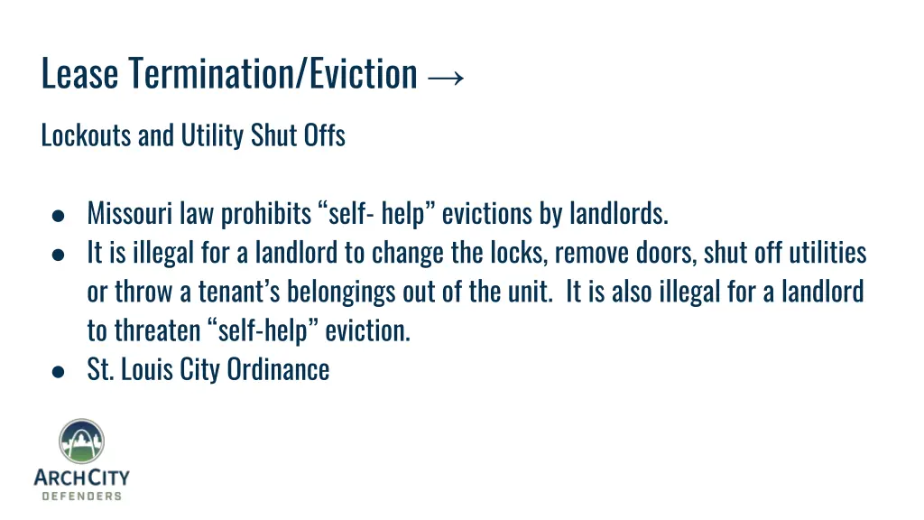 lease termination eviction lockouts and utility