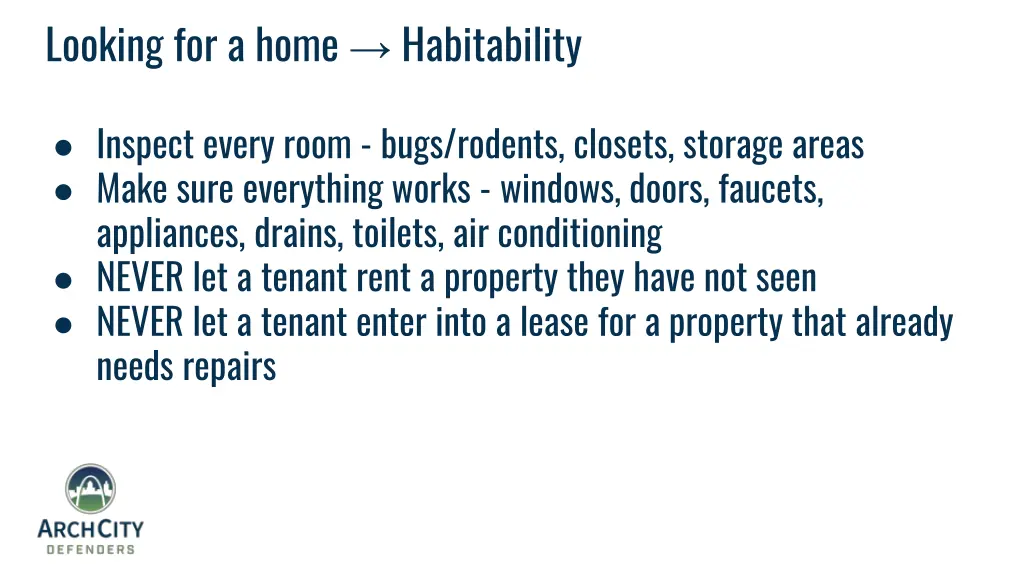looking for a home habitability