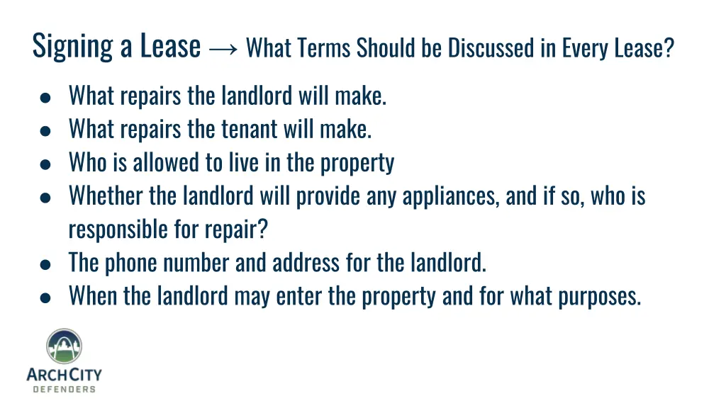 signing a lease what terms should be discussed 1