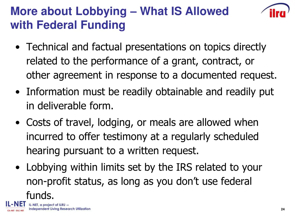 more about lobbying what is allowed with federal