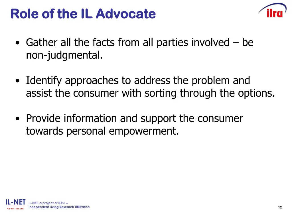 role of the il advocate role of the il advocate