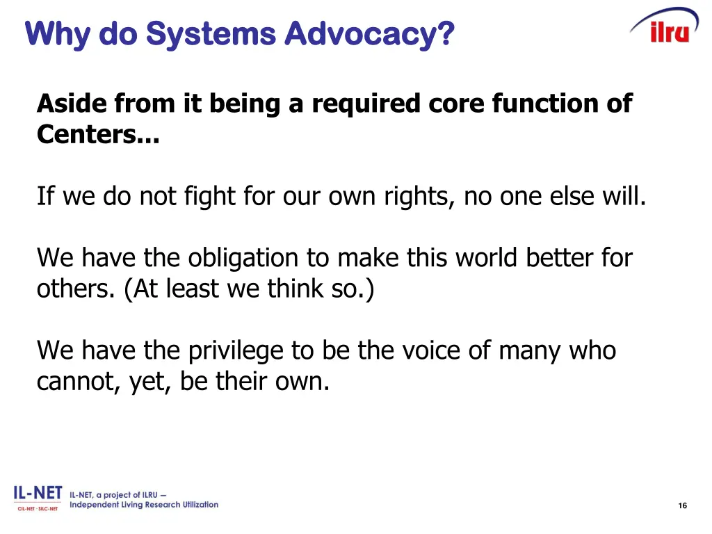 why do systems why do systems advocacy
