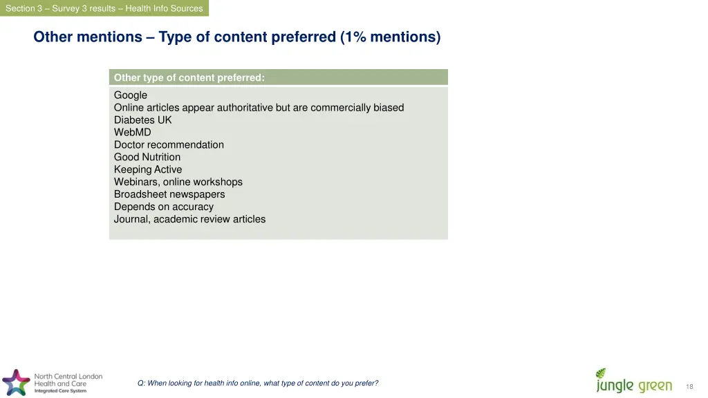 section 3 survey 3 results health info sources 4