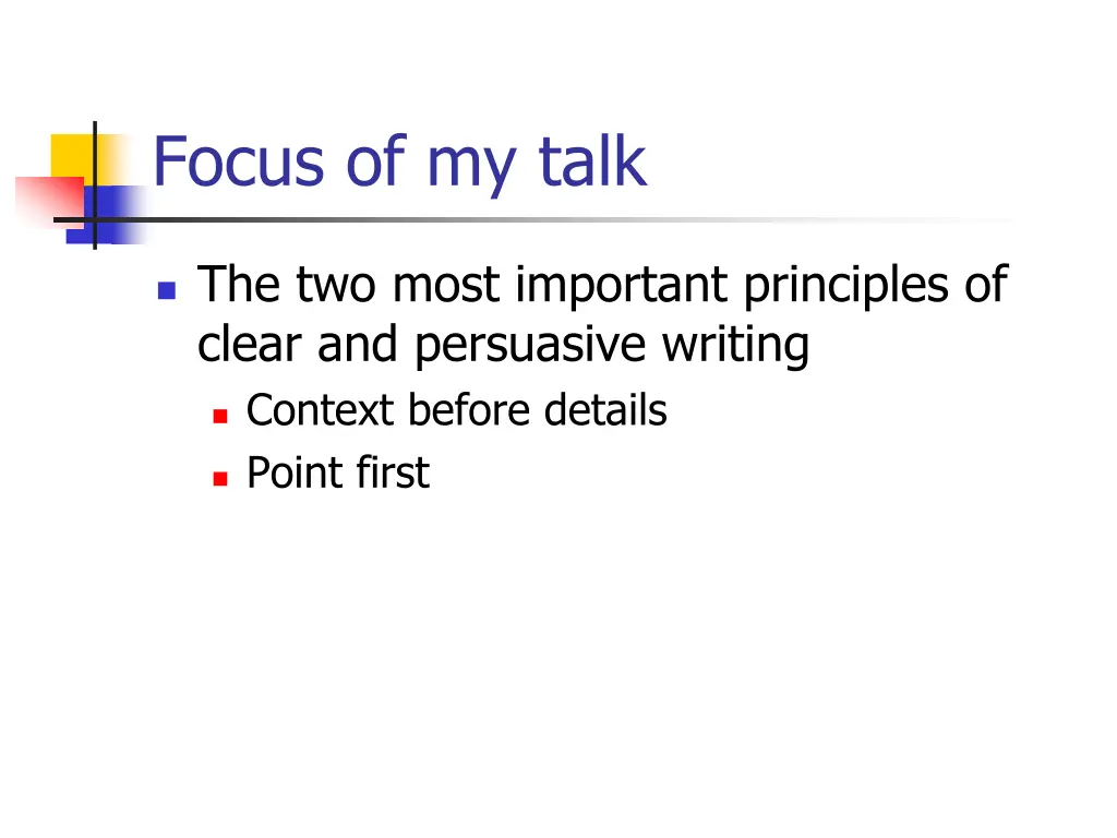 focus of my talk