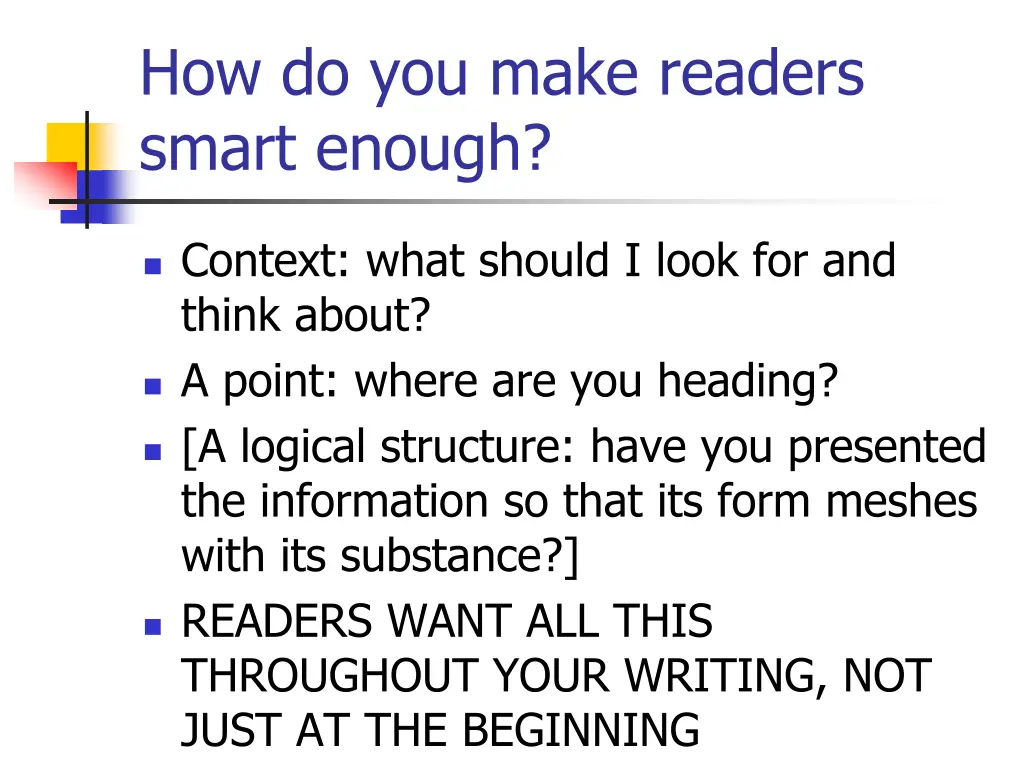 how do you make readers smart enough