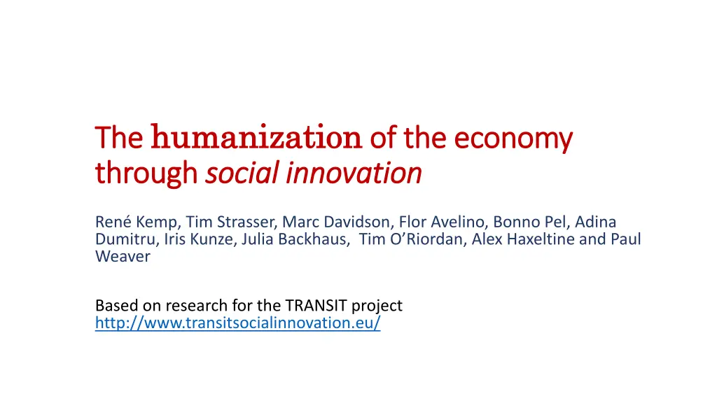 the the humanization humanization of the economy