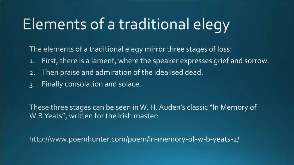 elements of a traditional elegy