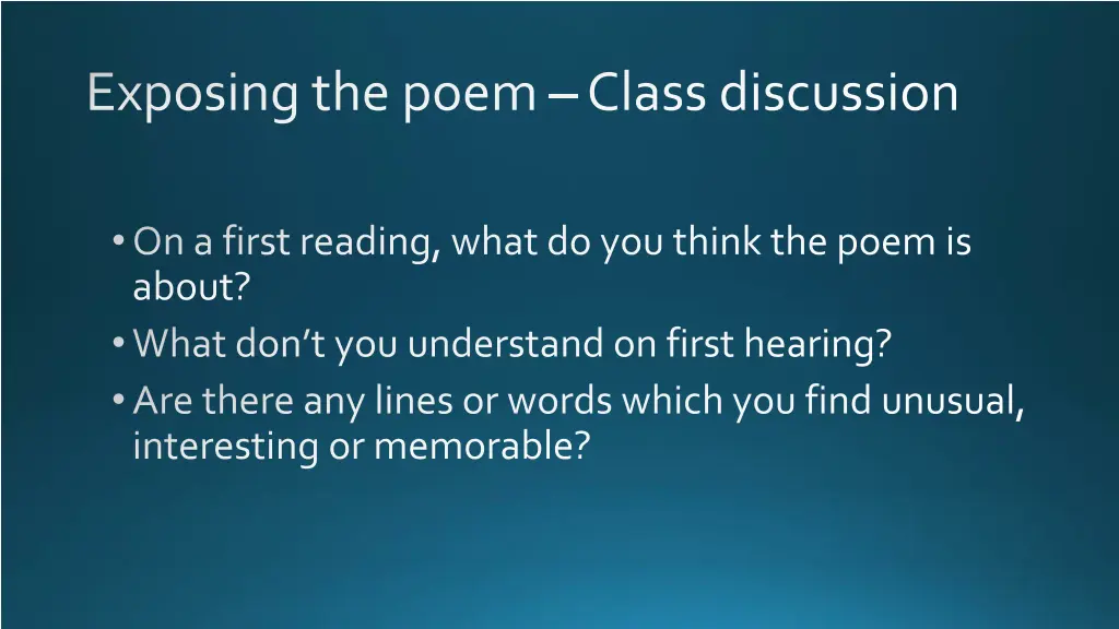 exposing the poem class discussion