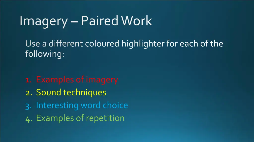 imagery paired work