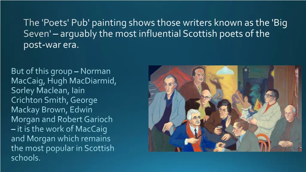 the poets pub painting shows those writers known