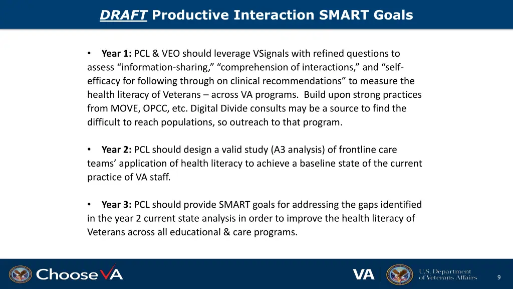 draft productive interaction smart goals