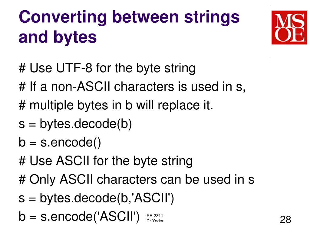 converting between strings and bytes