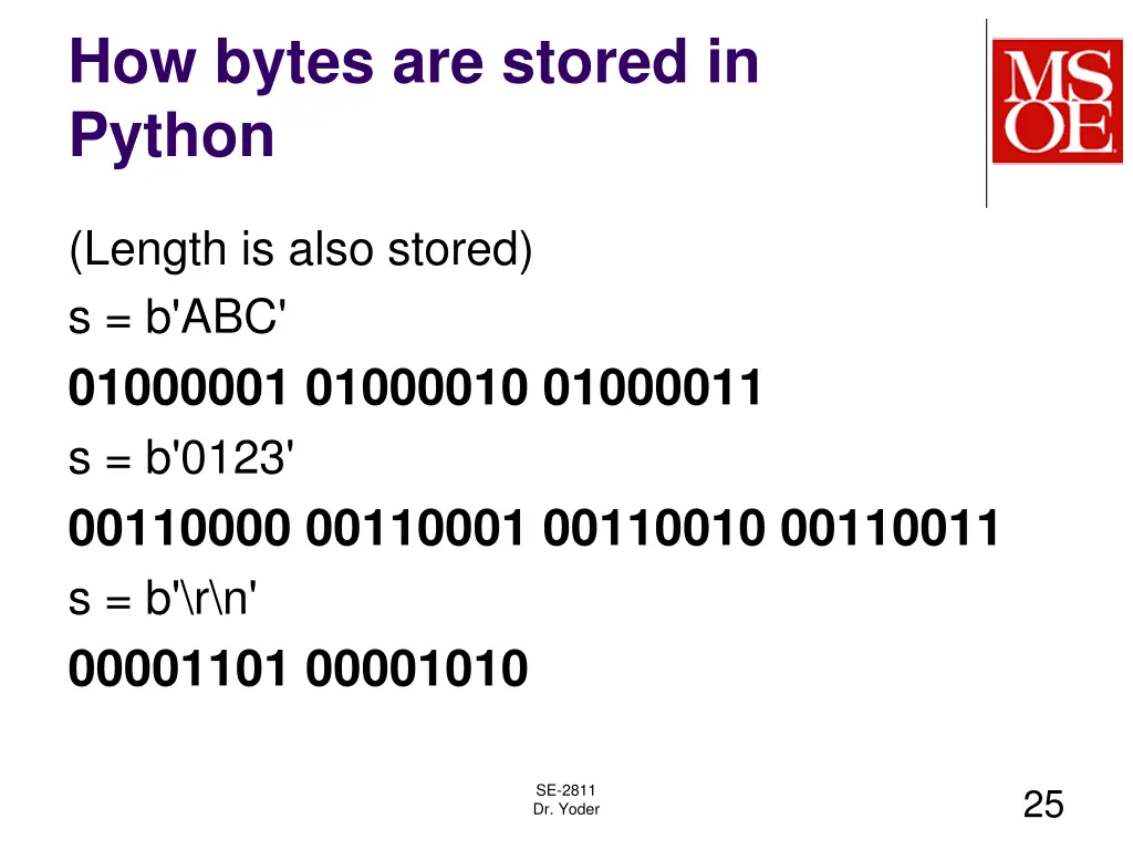 how bytes are stored in python