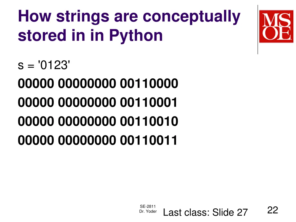 how strings are conceptually stored in in python