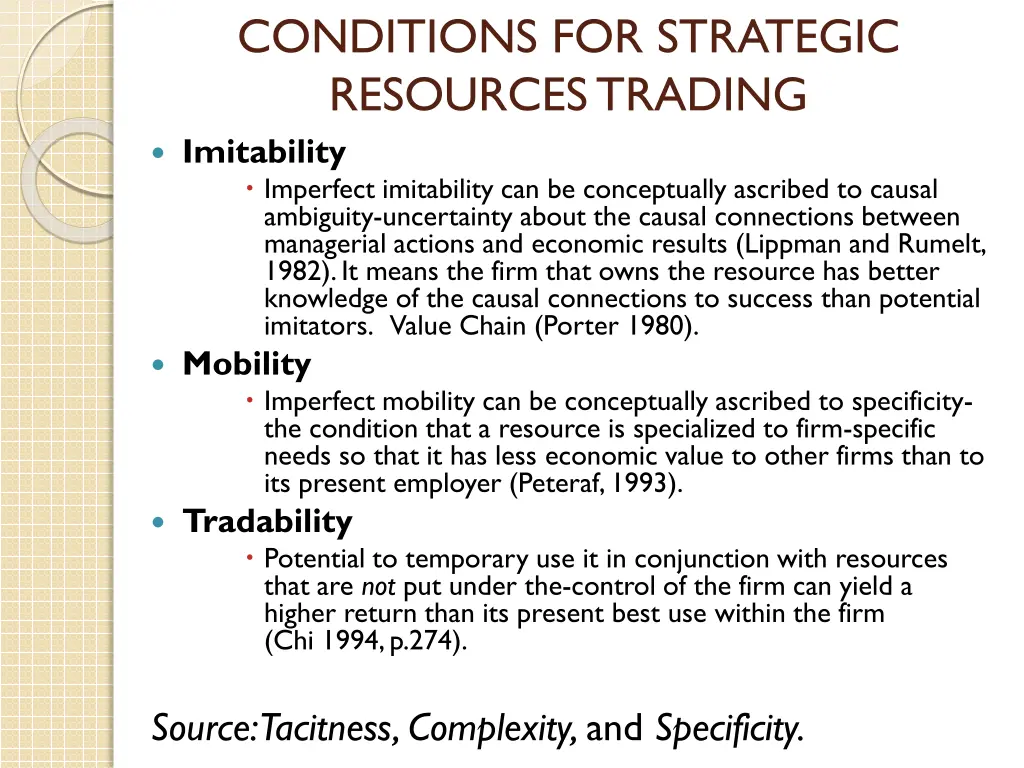 conditions for strategic resources trading