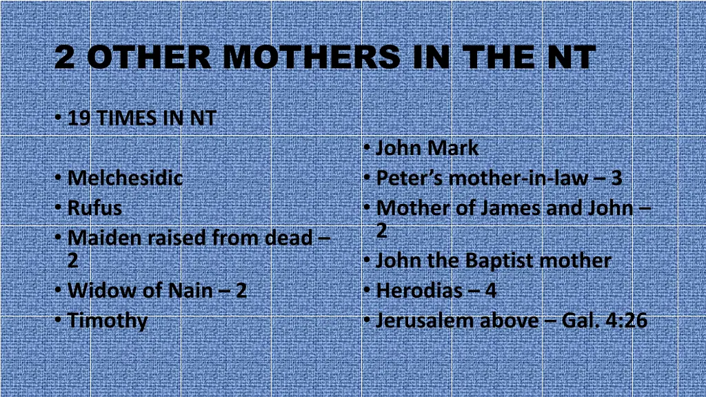 2 other mothers in the nt