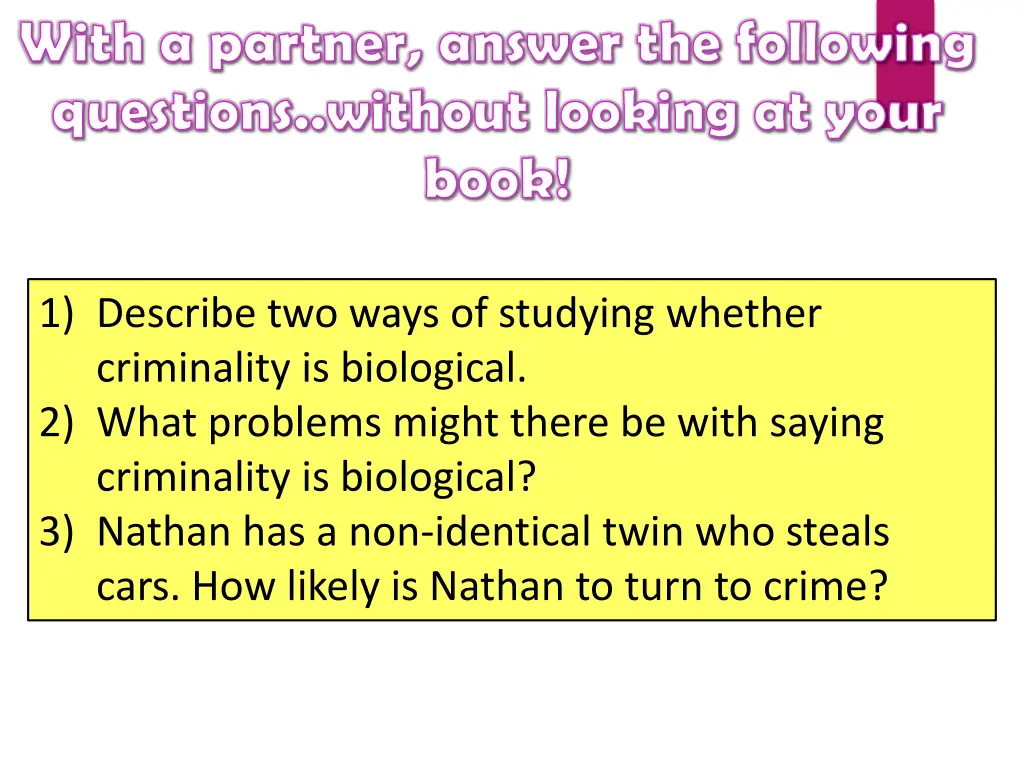 with a partner answer the following questions