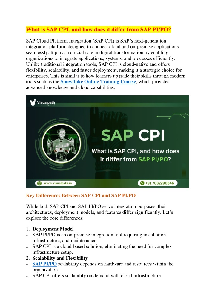 what is sap cpi and how does it differ from