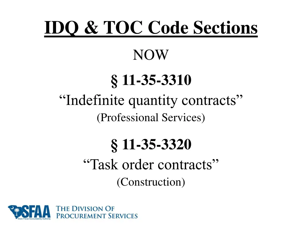 idq toc code sections 1