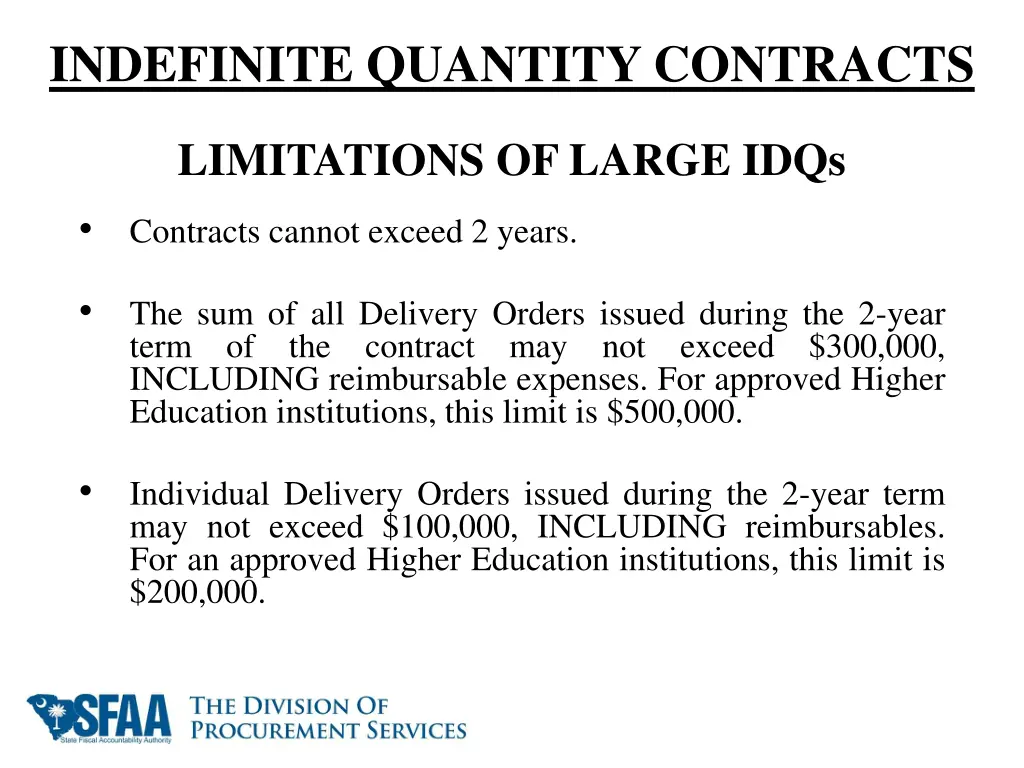 indefinite quantity contracts 1