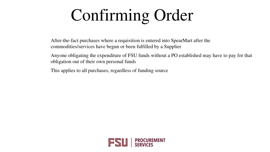 confirming order