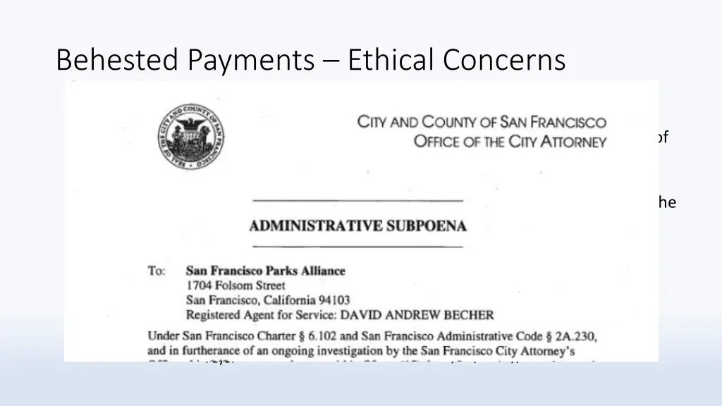behested payments ethical concerns 3