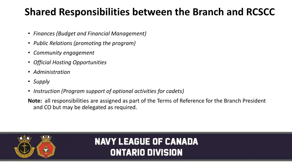 shared responsibilities between the branch