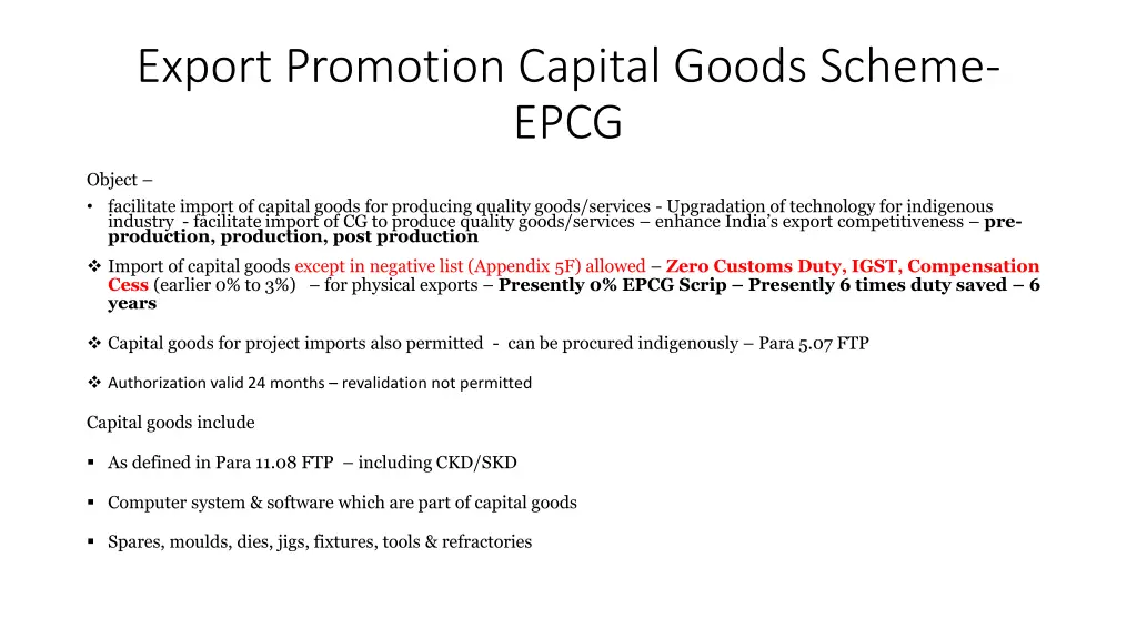 export promotion capital goods scheme epcg