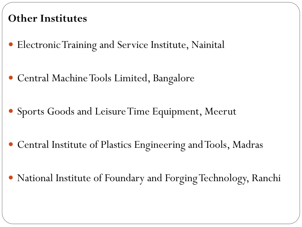 other institutes