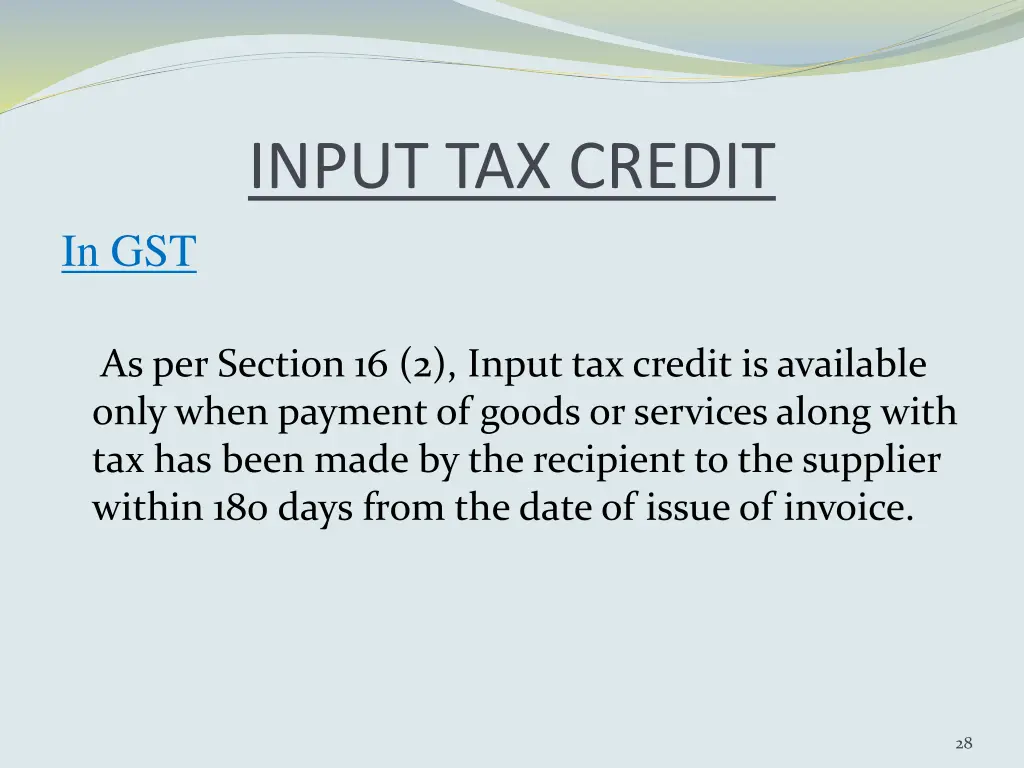 input tax credit 2