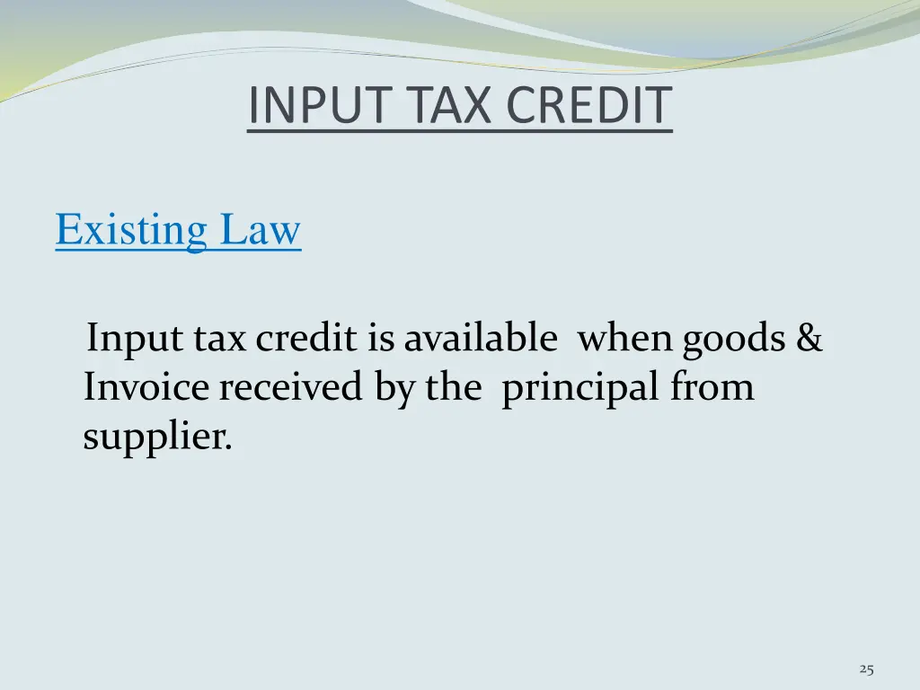 input tax credit