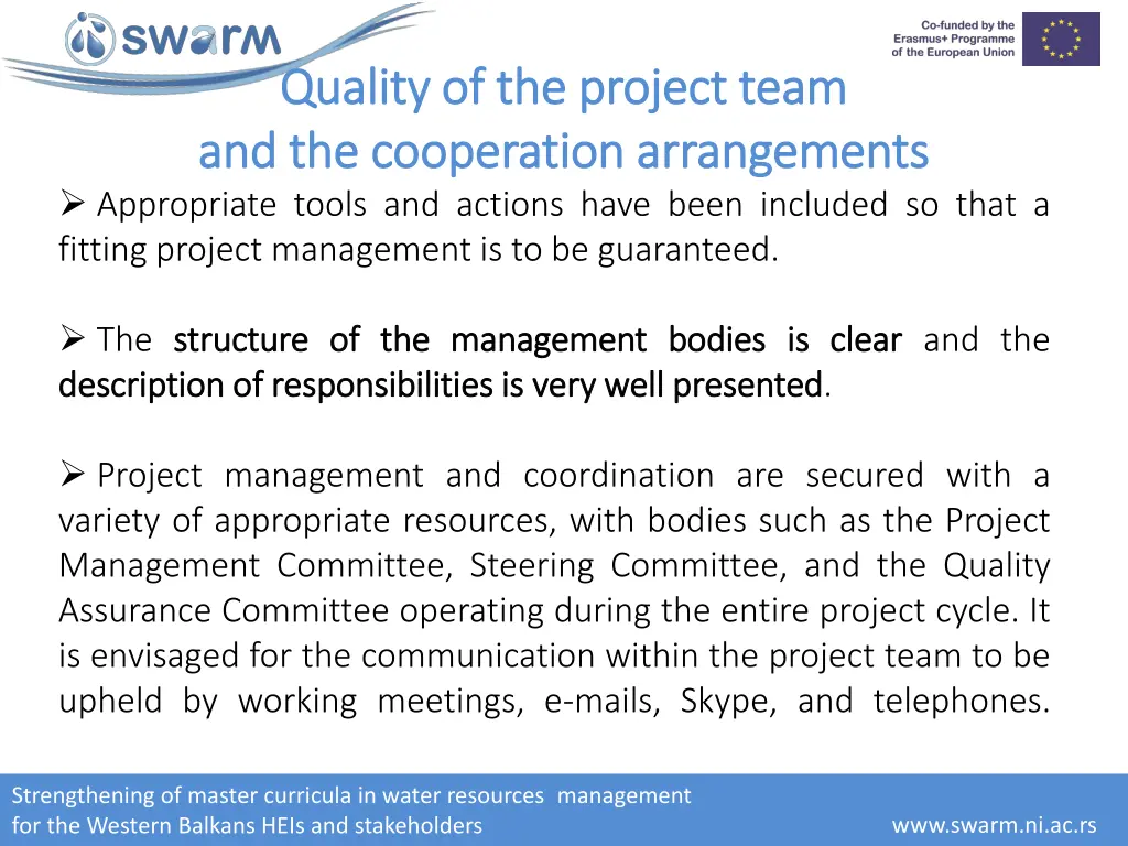 quality of the project team quality 4