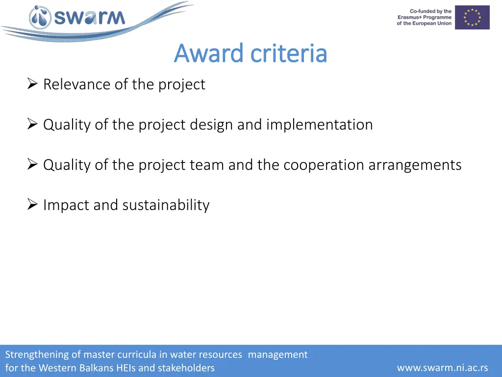 award criteria award criteria