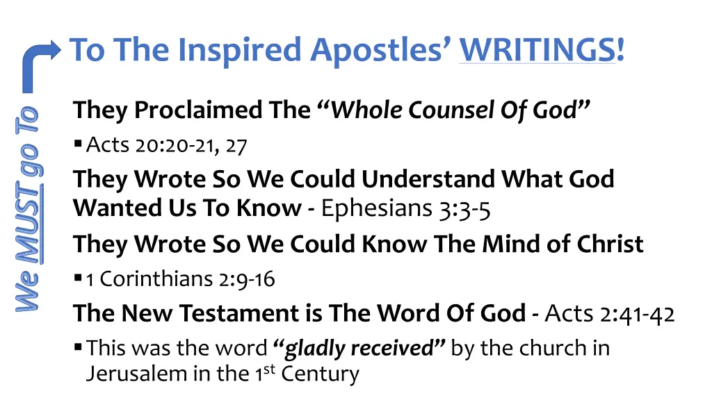 to the inspired apostles writings 1