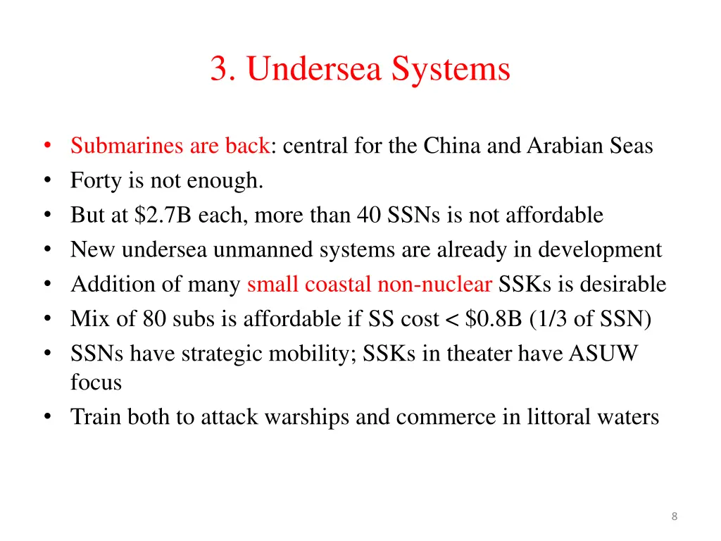 3 undersea systems