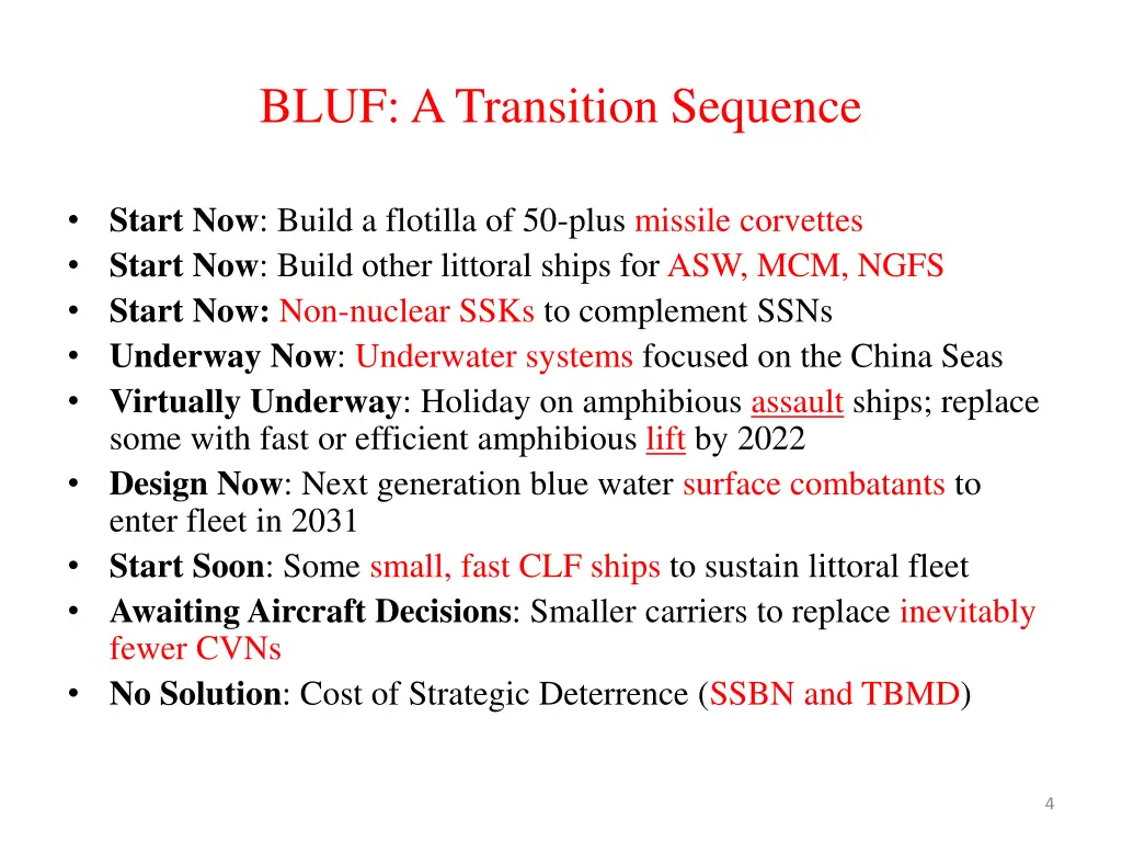bluf a transition sequence